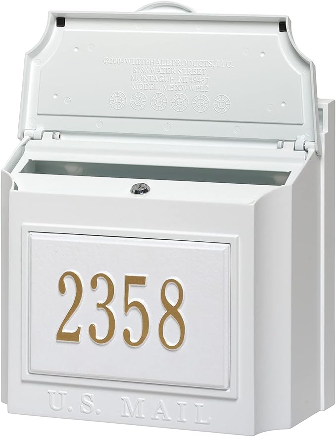 Whitehall Wall Mounted Mailbox with Custom Address Plaque