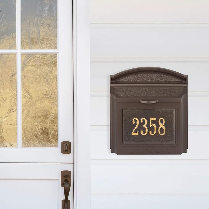 Whitehall Wall Mounted Mailbox with Custom Address Plaque