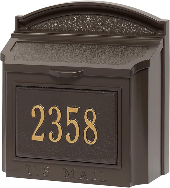Whitehall Wall Mounted Mailbox with Custom Address Plaque
