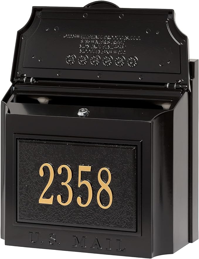 Whitehall Wall Mounted Mailbox with Custom Address Plaque