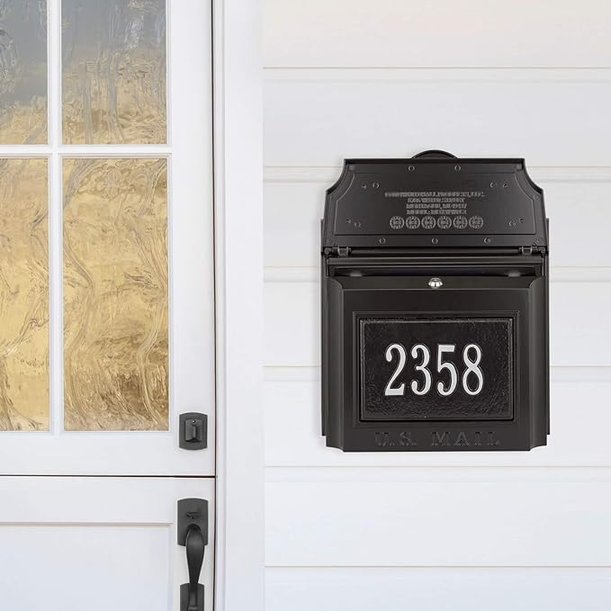 Whitehall Wall Mounted Mailbox with Custom Address Plaque