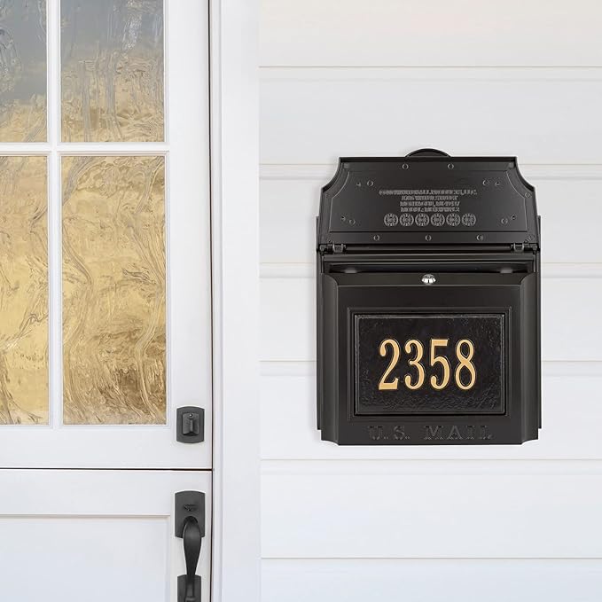 Whitehall Wall Mounted Mailbox with Custom Address Plaque