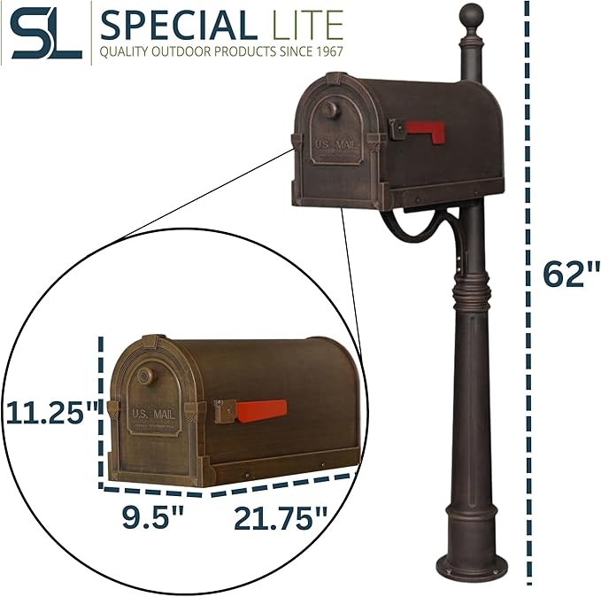 Special Lite Savannah Curbside Mailbox with Ashland Mailbox Post