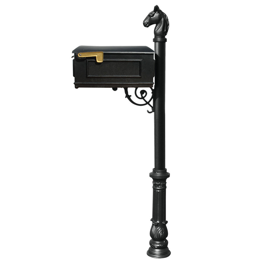 QualArc Lewiston Equine Mailbox  Post Ornate Base and Horsehead