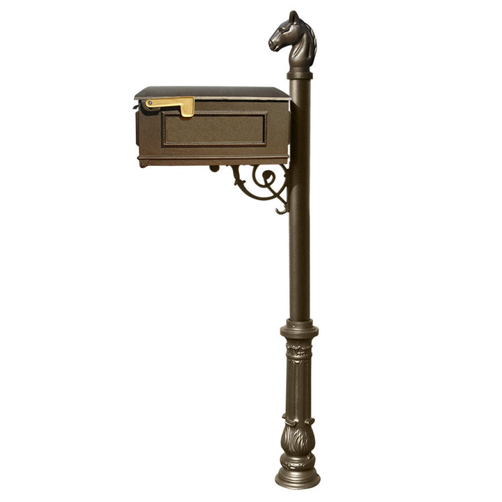 QualArc Lewiston Equine Mailbox  Post Ornate Base and Horsehead