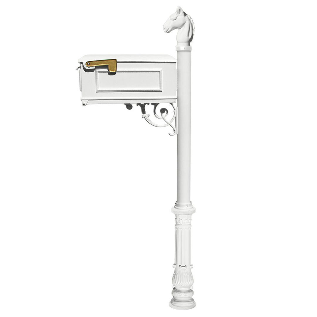 QualArc Lewiston Equine Mailbox  Post Ornate Base and Horsehead