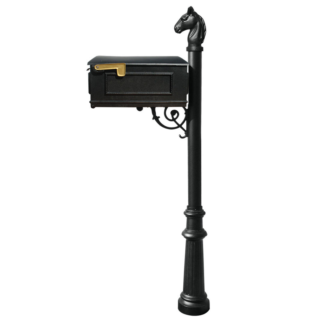 QualArc Lewiston Equine Complete Mailbox with Fluted Base and Horsehead