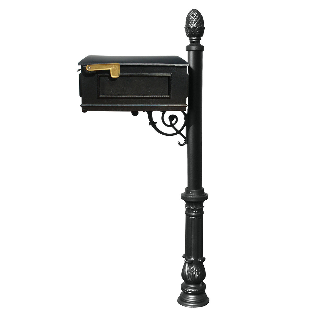 QualArc Lewiston Mailbox with Post Ornate Base and Pineapple