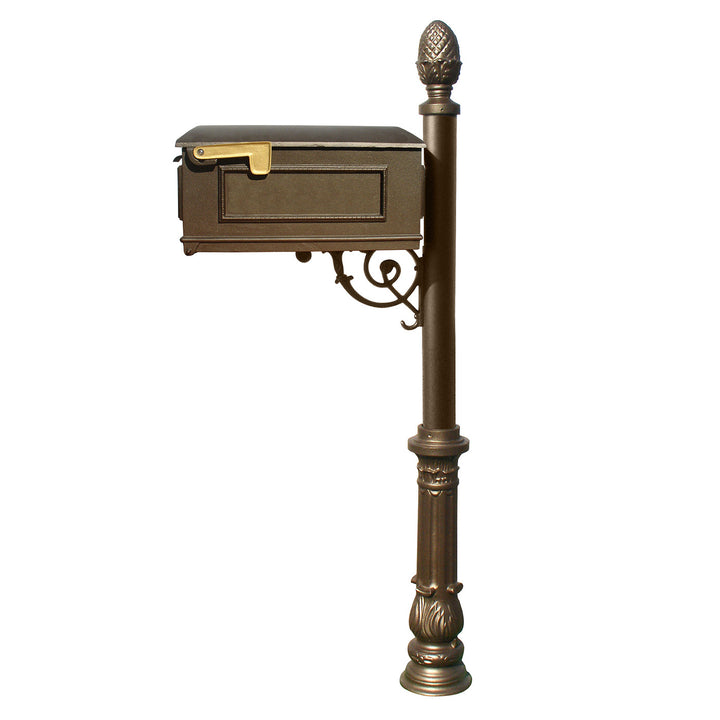 QualArc Lewiston Mailbox with Post Ornate Base and Pineapple