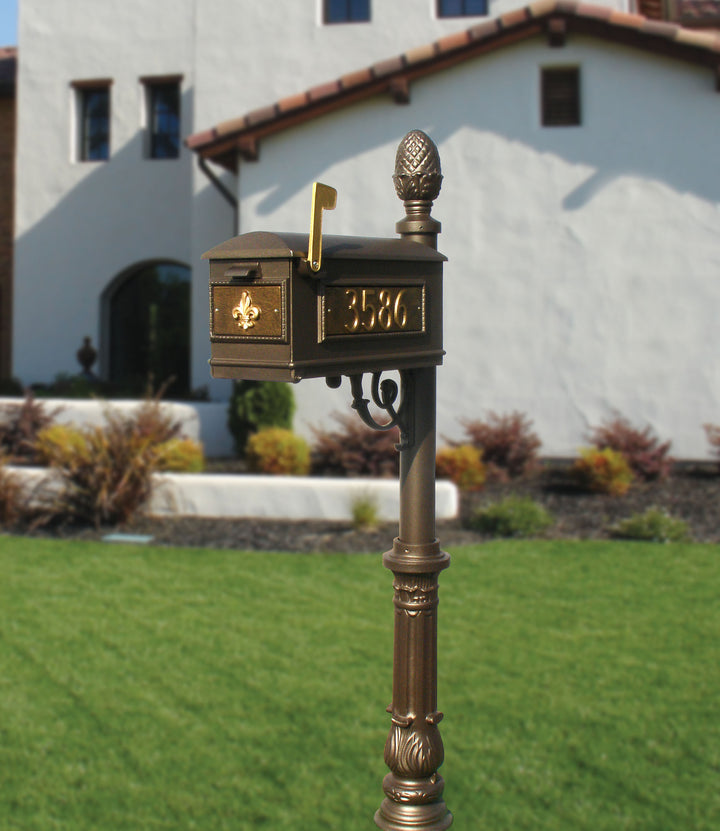 QualArc Personalized Lewiston Complete Mailbox Ornate Base & Pineapple