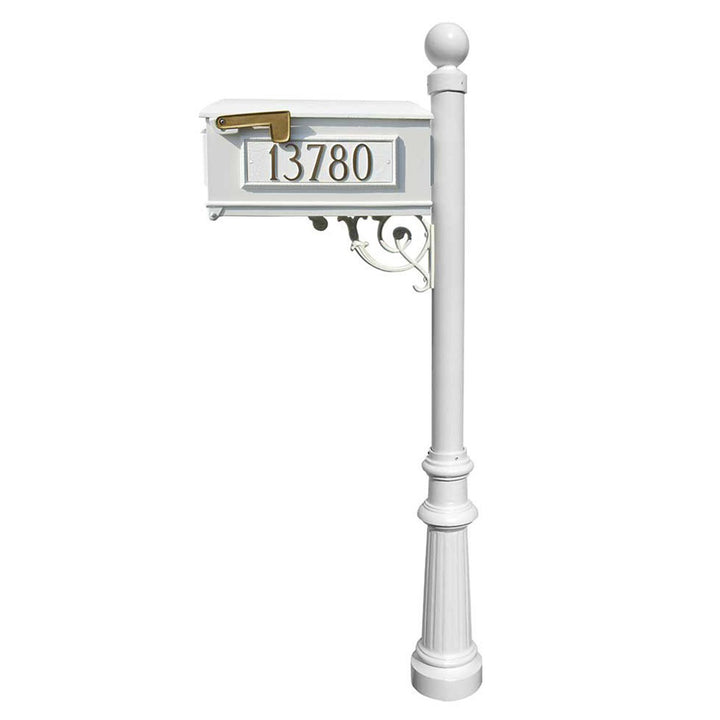 QualArc Lewiston Complete Mailbox Post with Fluted Base & Ball