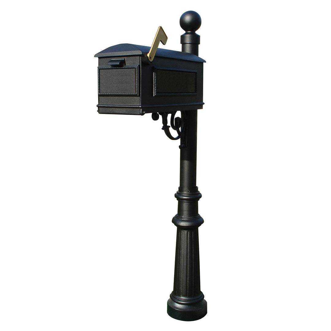 QualArc Lewiston Mailbox with Fluted Base and Ball Finial