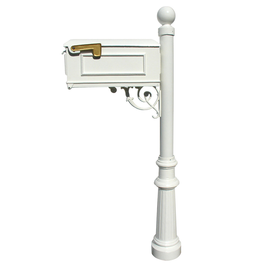 QualArc Lewiston Mailbox with Fluted Base and Ball Finial