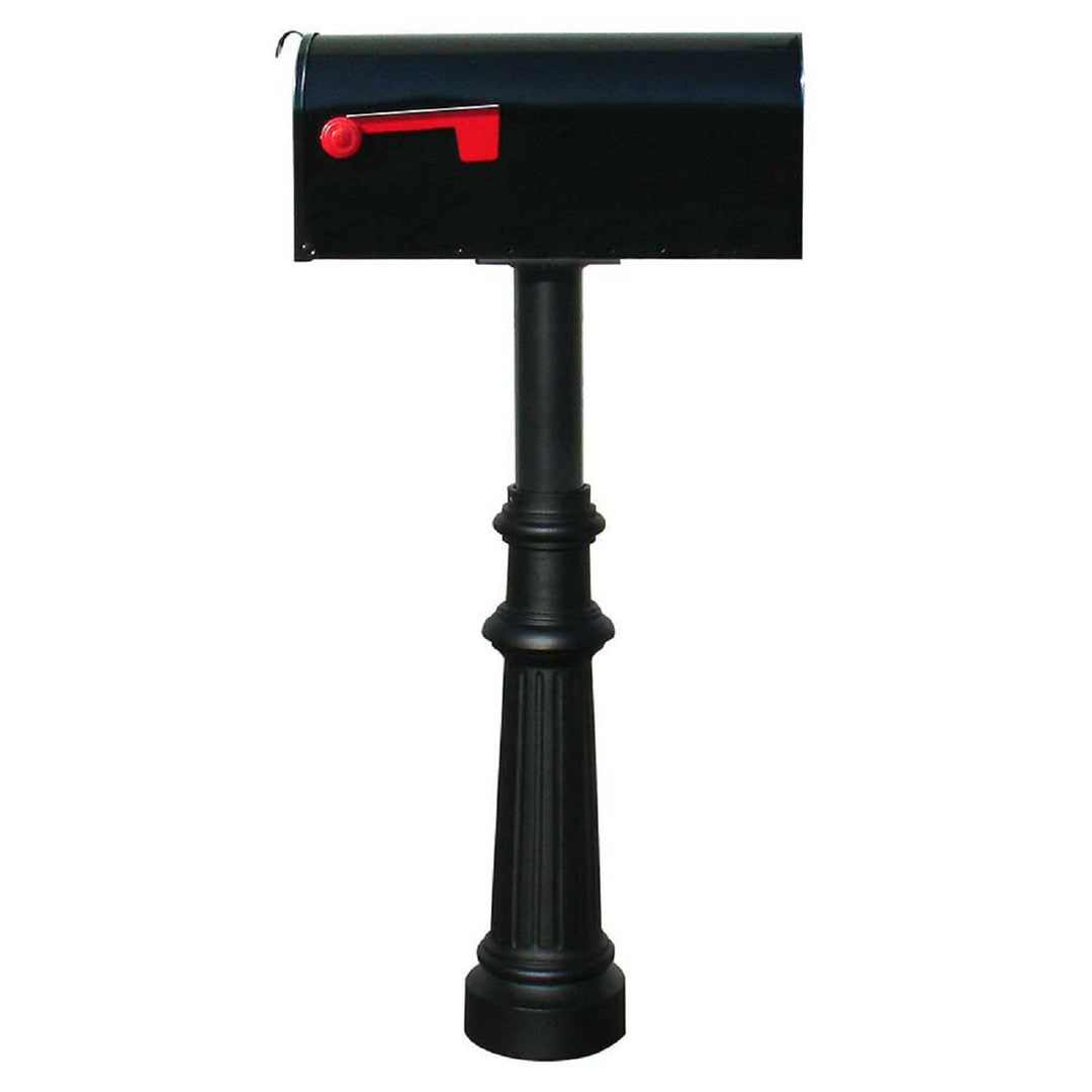 QualArc Hanford Single Mailbox Post System Cast Aluminum with E1 Economy Rural Mailbox and Mounting Plate