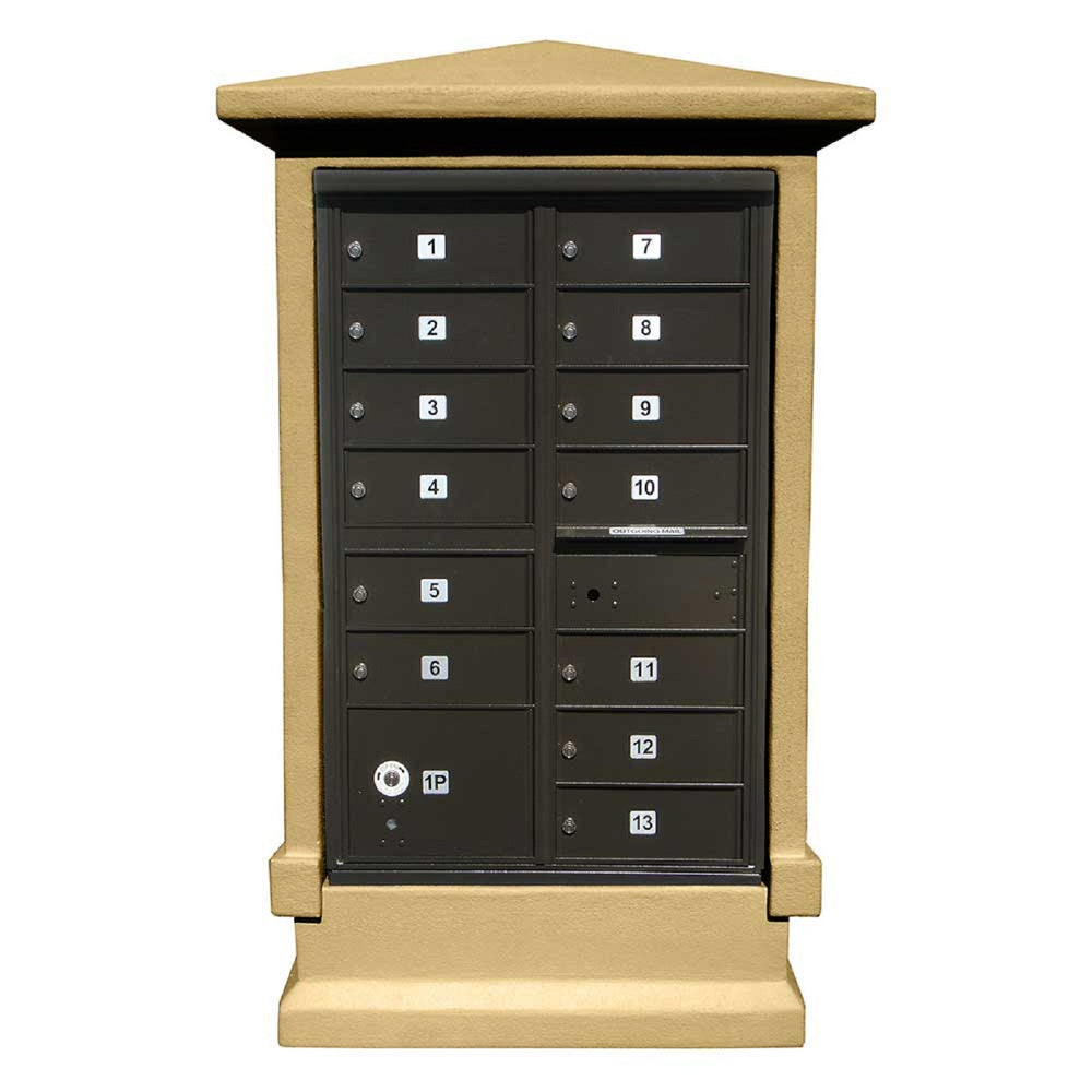 QualArc Short Pedestal Eastview Stucco Cluster Box Unit Mailbox Center