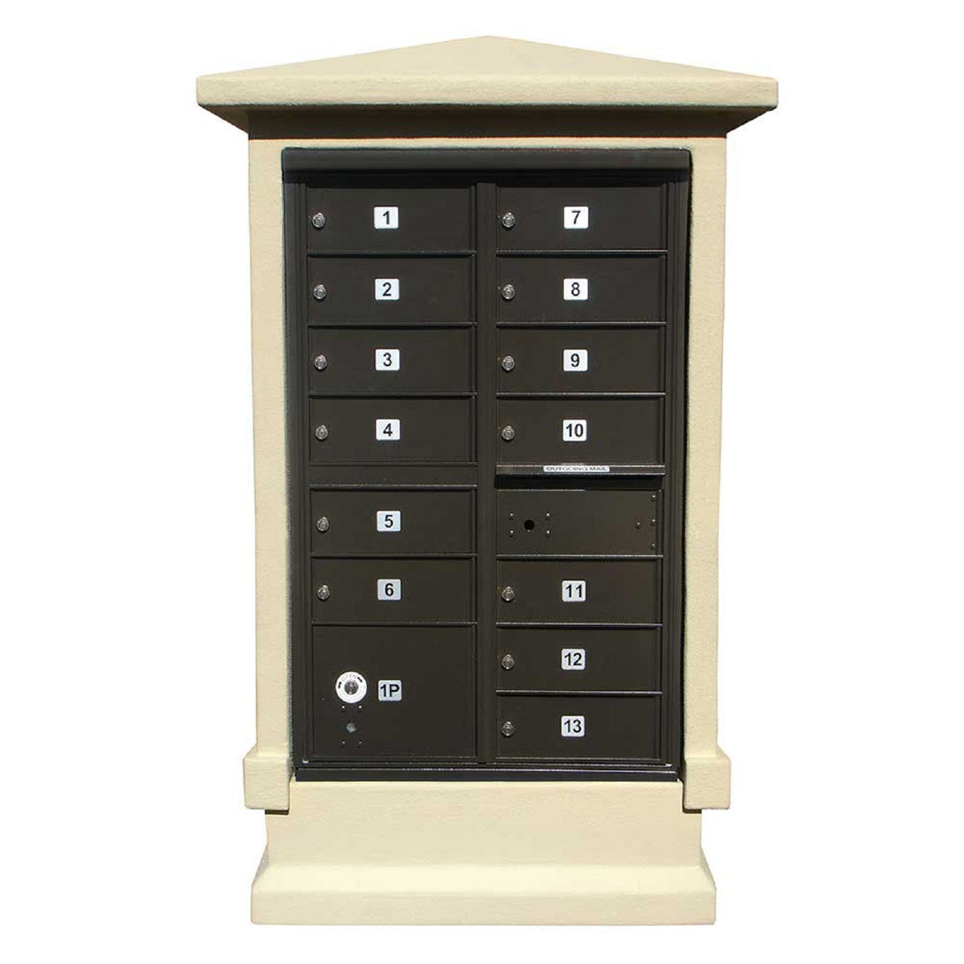 QualArc Short Pedestal Eastview Stucco Cluster Box Unit Mailbox Center