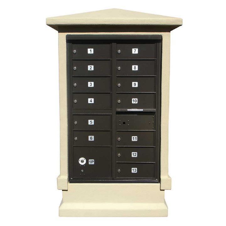 QualArc Short Pedestal Eastview Stucco Cluster Box Unit Mailbox Center