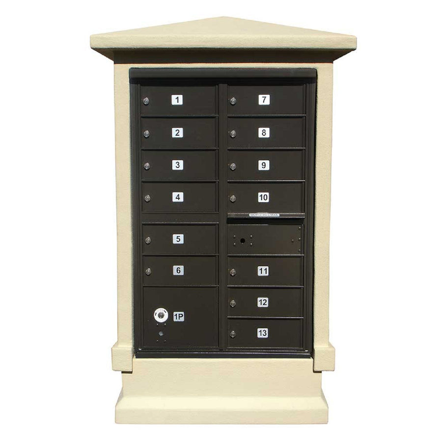 QualArc Short Pedestal Eastview Stucco Cluster Box Unit Mailbox Center