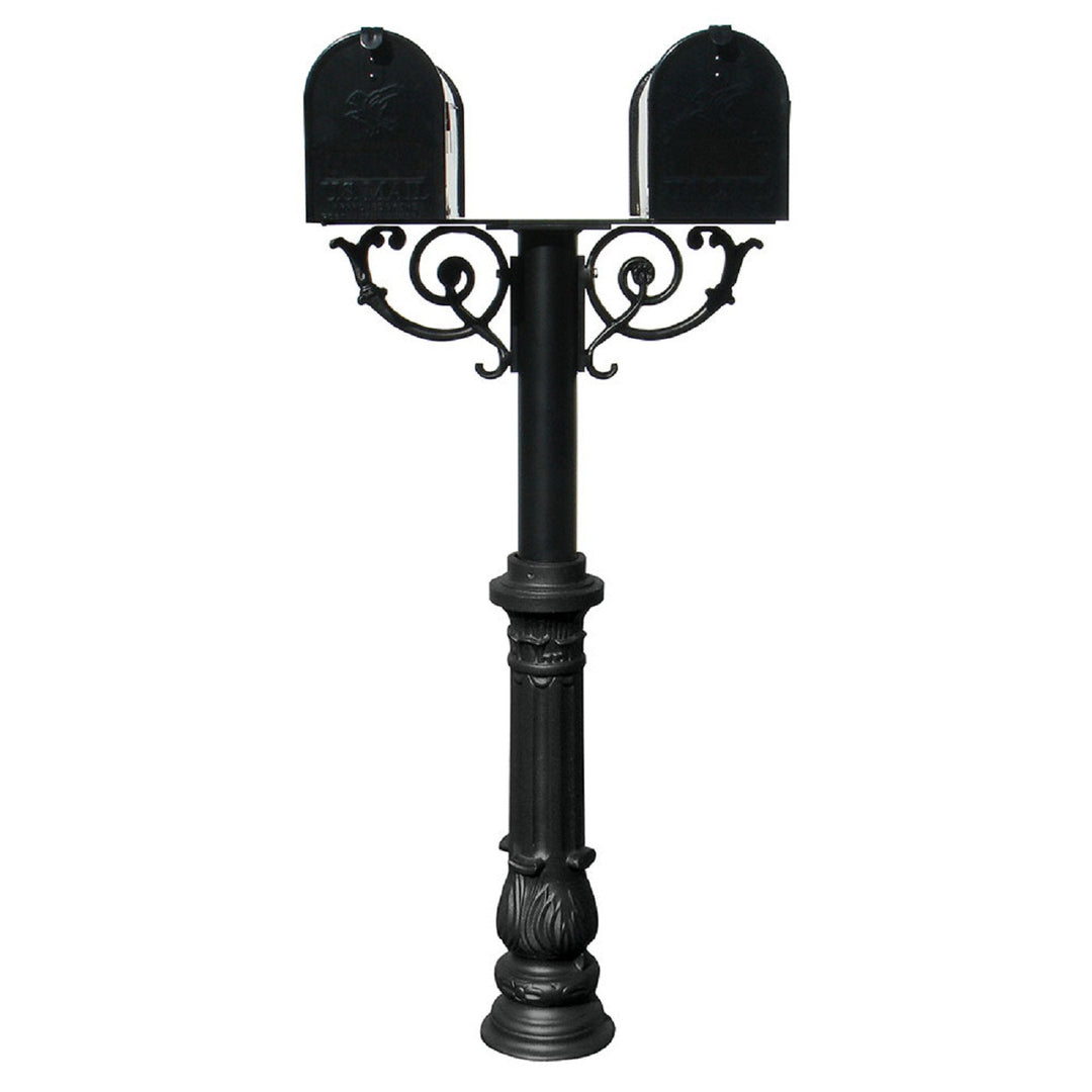 QualArc The Hanford TWIN Mailbox Post System With Scroll Supports Cast Aluminum