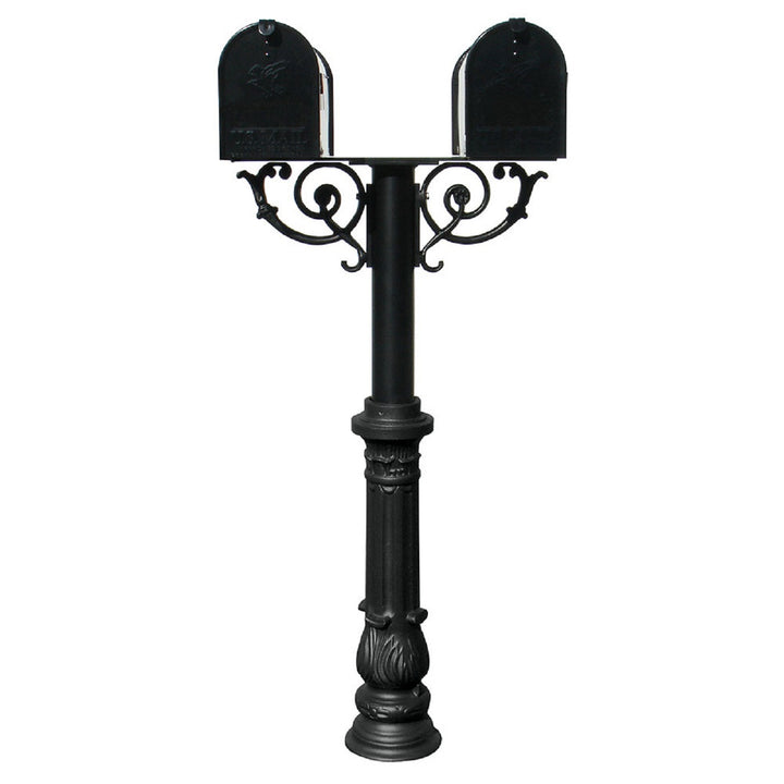 QualArc The Hanford TWIN Mailbox Post System With Scroll Supports Cast Aluminum