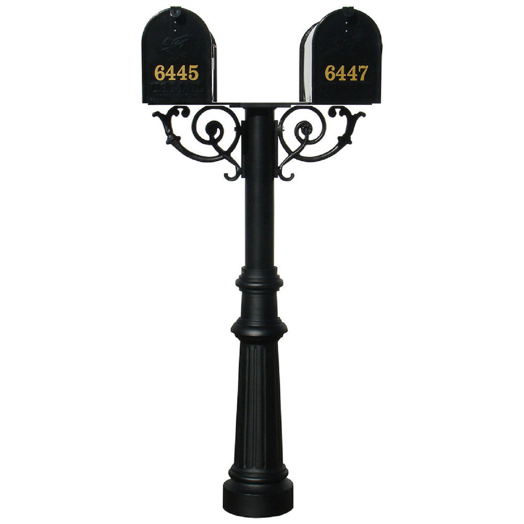 QualArc The Hanford TWIN Mailbox Post System With Scroll Supports Cast Aluminum