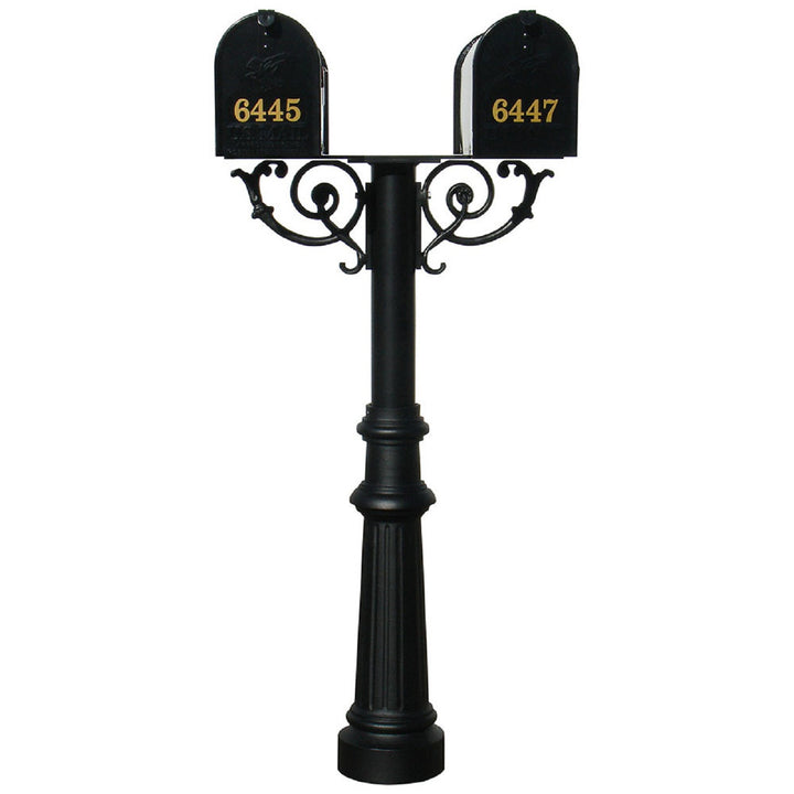 QualArc The Hanford TWIN Mailbox Post System With Scroll Supports Cast Aluminum