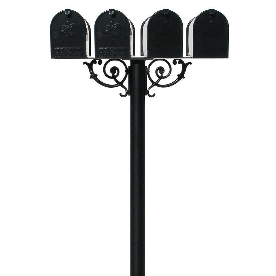 QualArc Hanford QUAD Mailbox Post System Scroll Support and  E1 Rconomy Rural Mailboxes and Mounting Plate