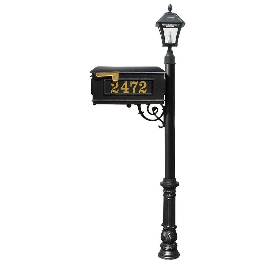 QualArc Lewiston Mailbox Post Cast Aluminum and  Bayview Solar Lamp