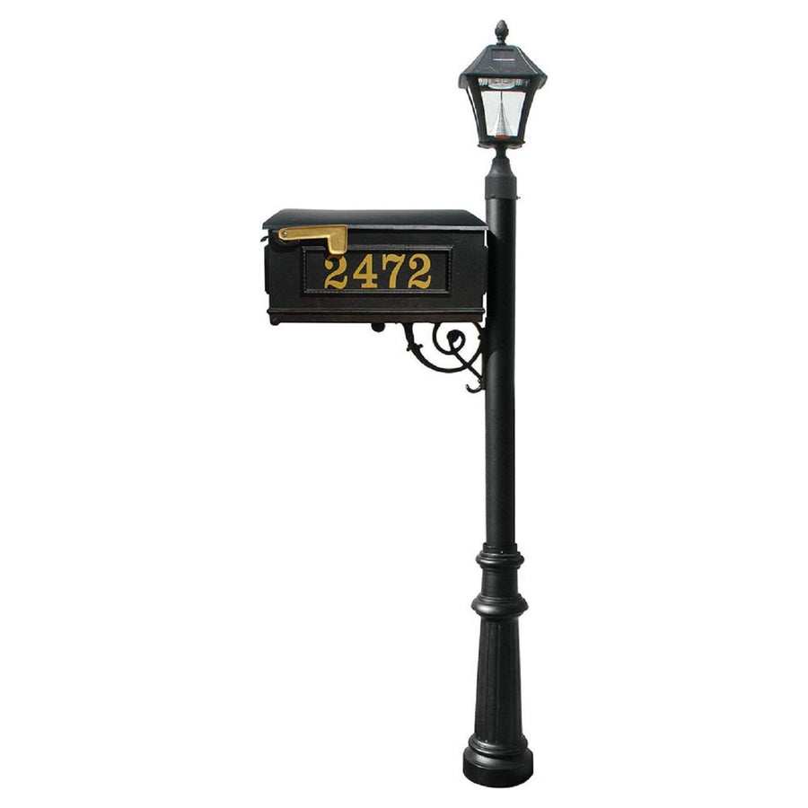 QualArc Lewiston Mailbox and Bayview Solar Lamp Cast Aluminum