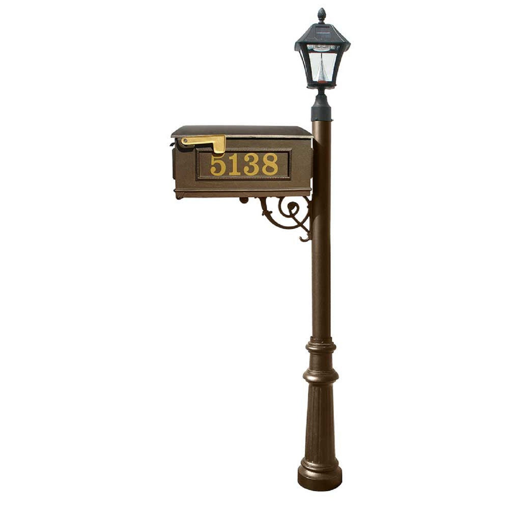 QualArc Lewiston Mailbox and Bayview Solar Lamp Cast Aluminum