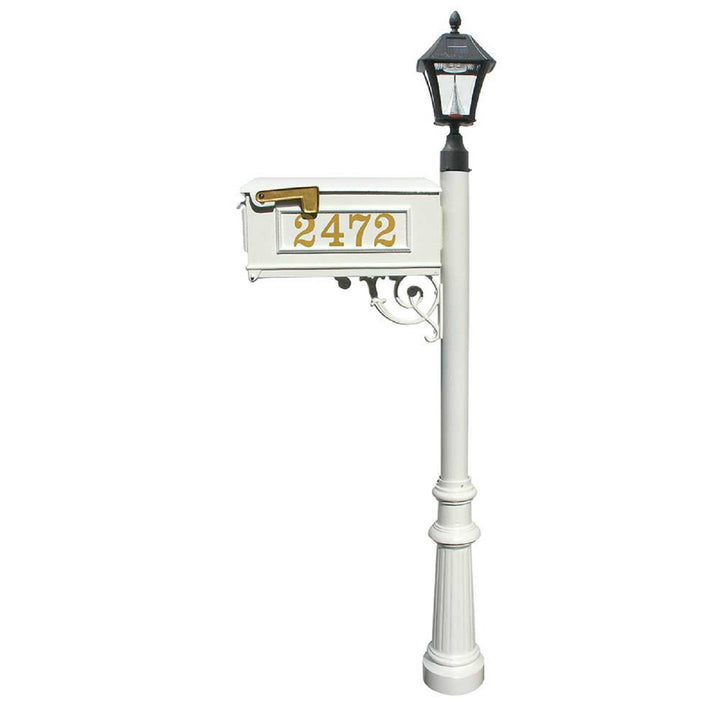 QualArc Lewiston Mailbox and Bayview Solar Lamp Cast Aluminum