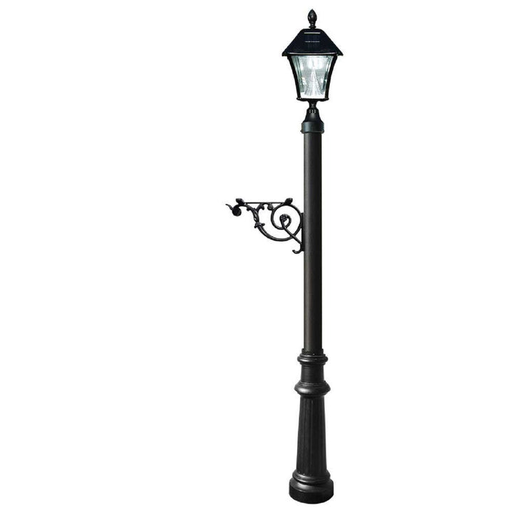 QualArc Lewiston Post Only Support Base Fluted Base Black Bayview Solar Lamp