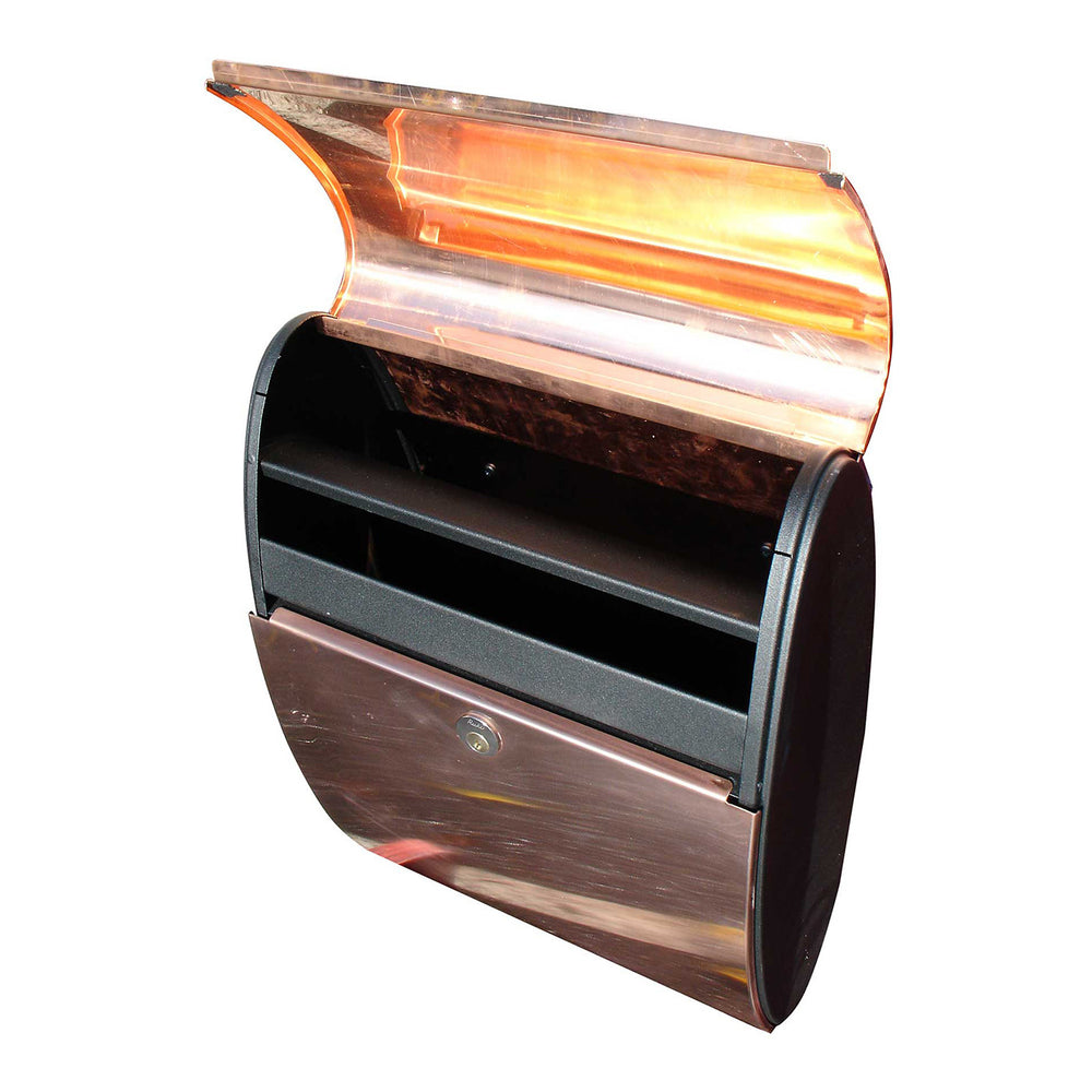 QualArc Allux Series Ellipse Wall Mounted Mailbox Copper