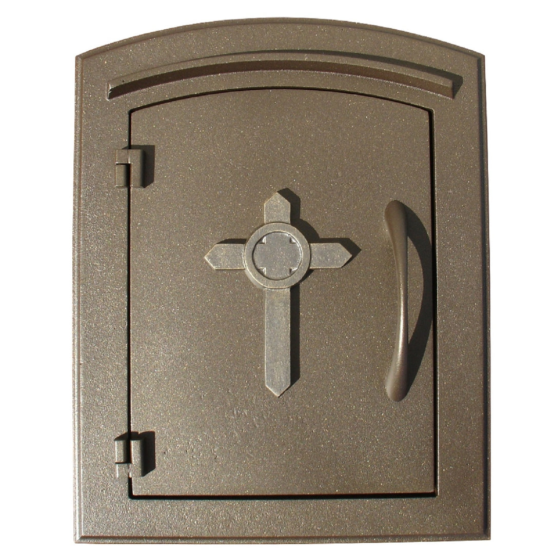 QualArc Manchester Non Locking Column Mount Mailbox with Decorative Cross Logo