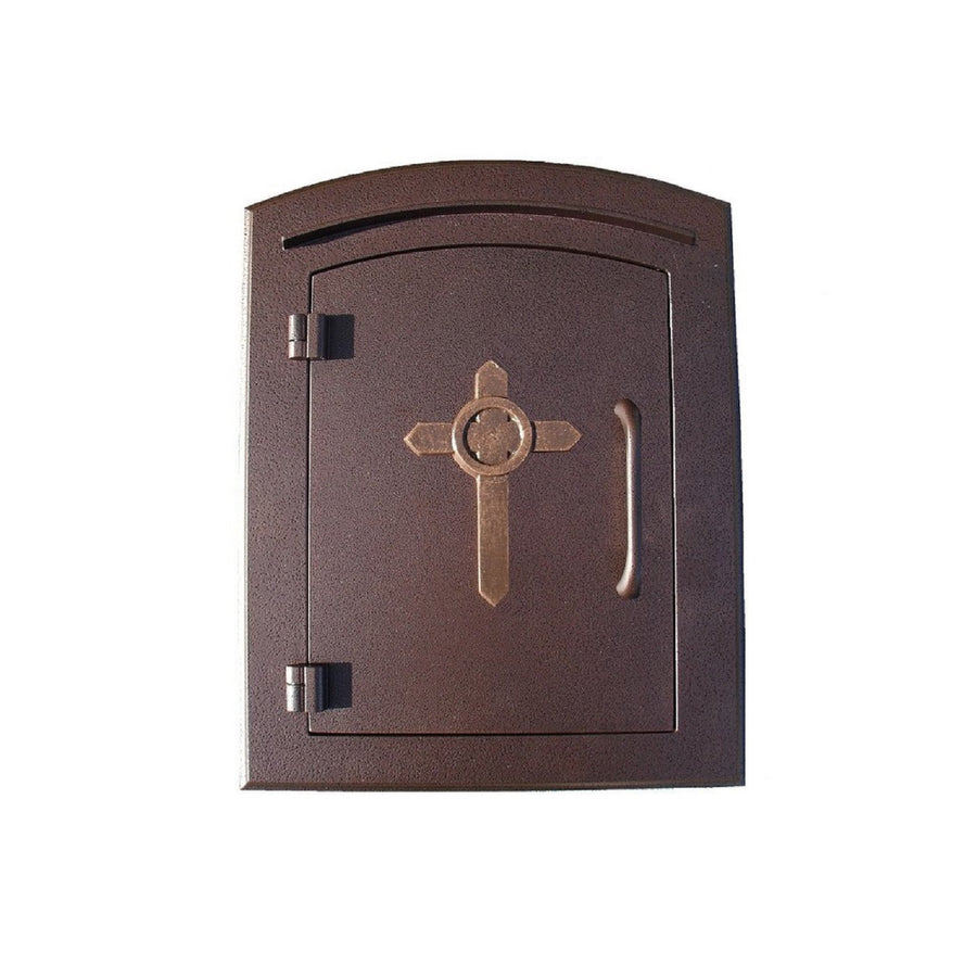 Qualarc Manchester Security Drop Chute Mailbox Decorative Cross Door Logo Faceplate