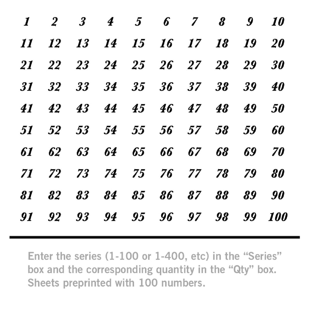 Salsbury Industries Self Adhesive Numbers Sheet of 100 for Brass Mailbox