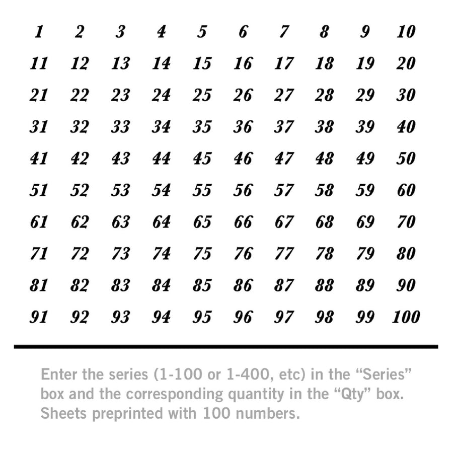 Salsbury Industries Self Adhesive Numbers Sheet of 100 for Brass Mailbox