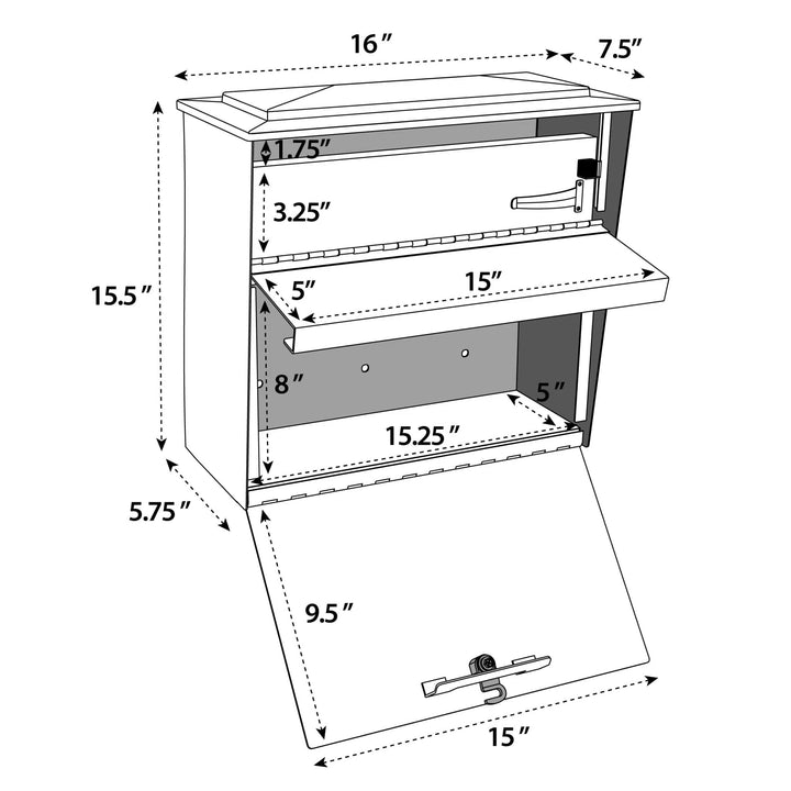 Mail Boss Townhouse Wall Mount Mailbox