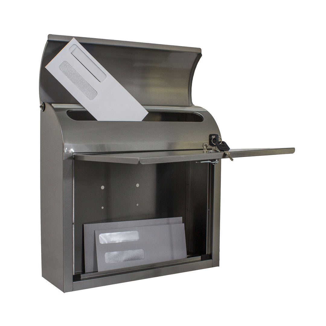 QualArc Compton Locking Wall Mount Mailbox Stainless Steel