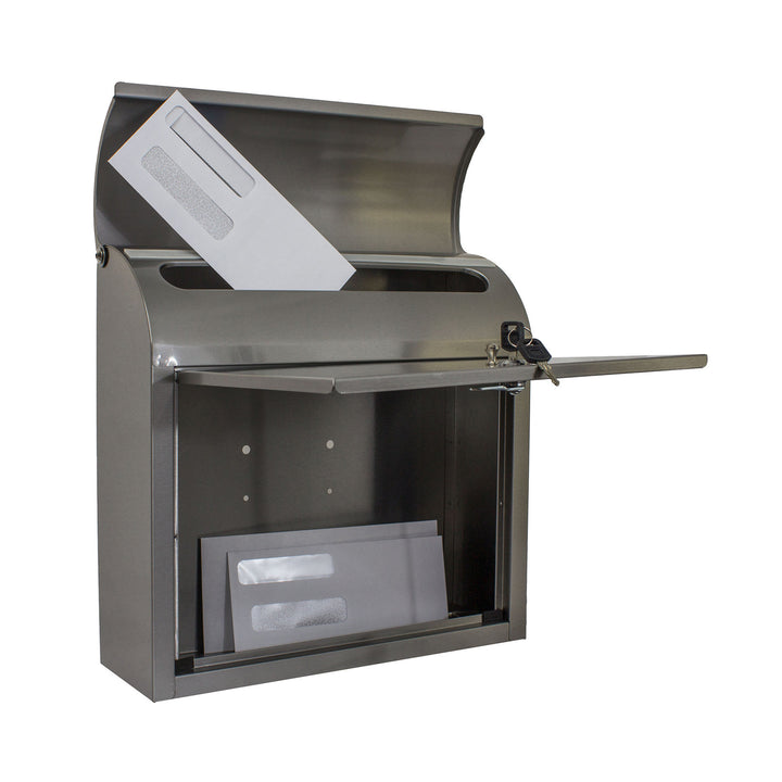 QualArc Compton Locking Wall Mount Mailbox Stainless Steel