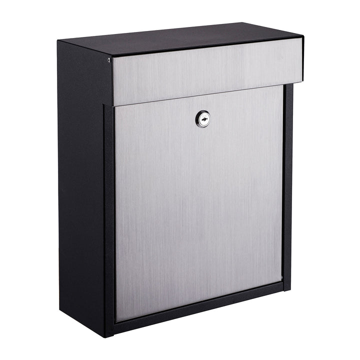 QualArc Woodlake Locking Mailbox in Stainless Steel with Black Trim