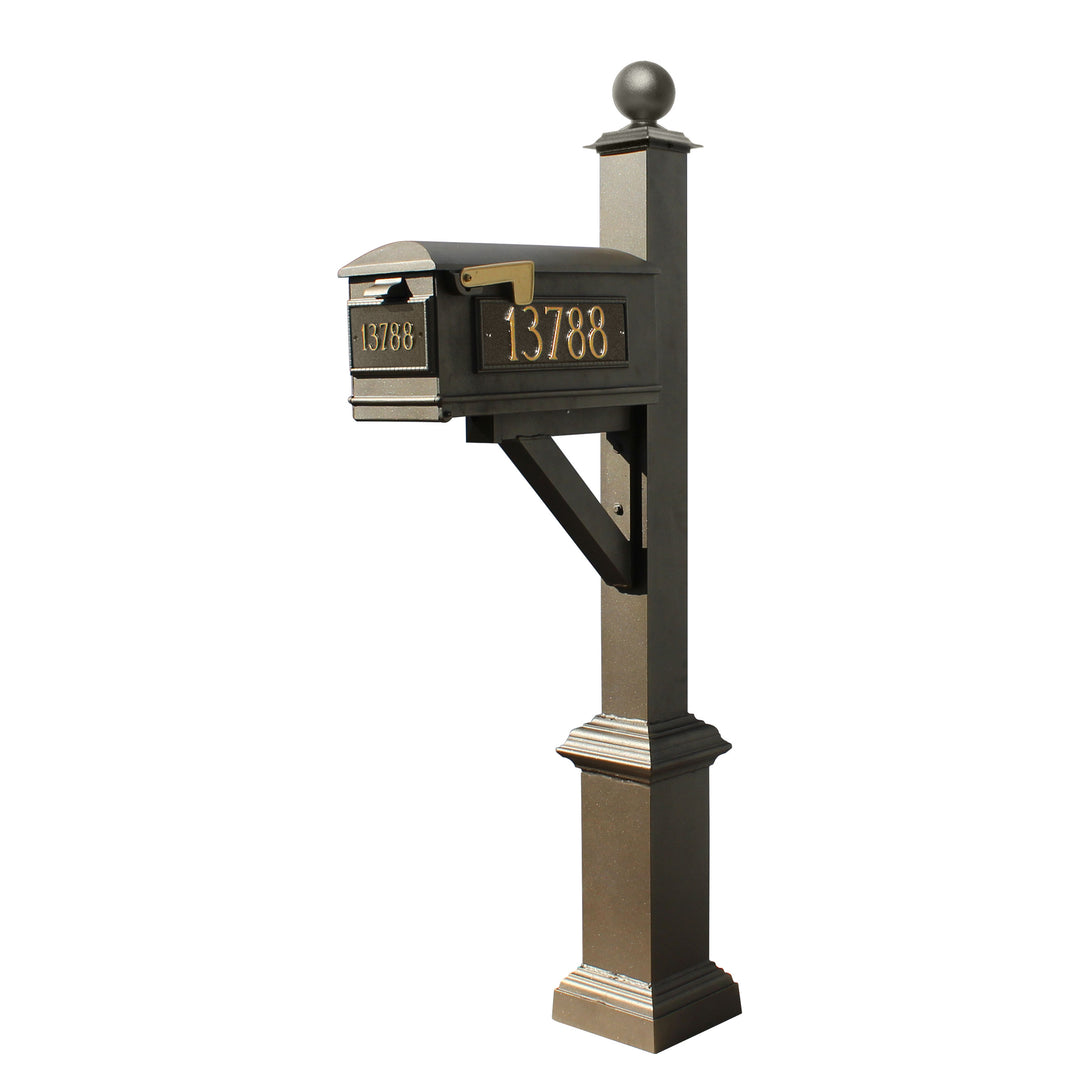 QualArc Westhaven System with Lewiston Mailbox, Square Base & Large Ball Finial