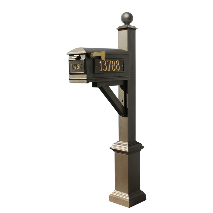 QualArc Westhaven System with Lewiston Mailbox, Square Base & Large Ball Finial