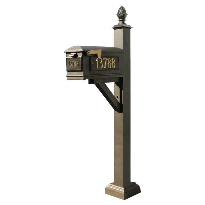 QualArc Westhaven System with Lewiston Mailbox, Square Collar & Pineapple Finial