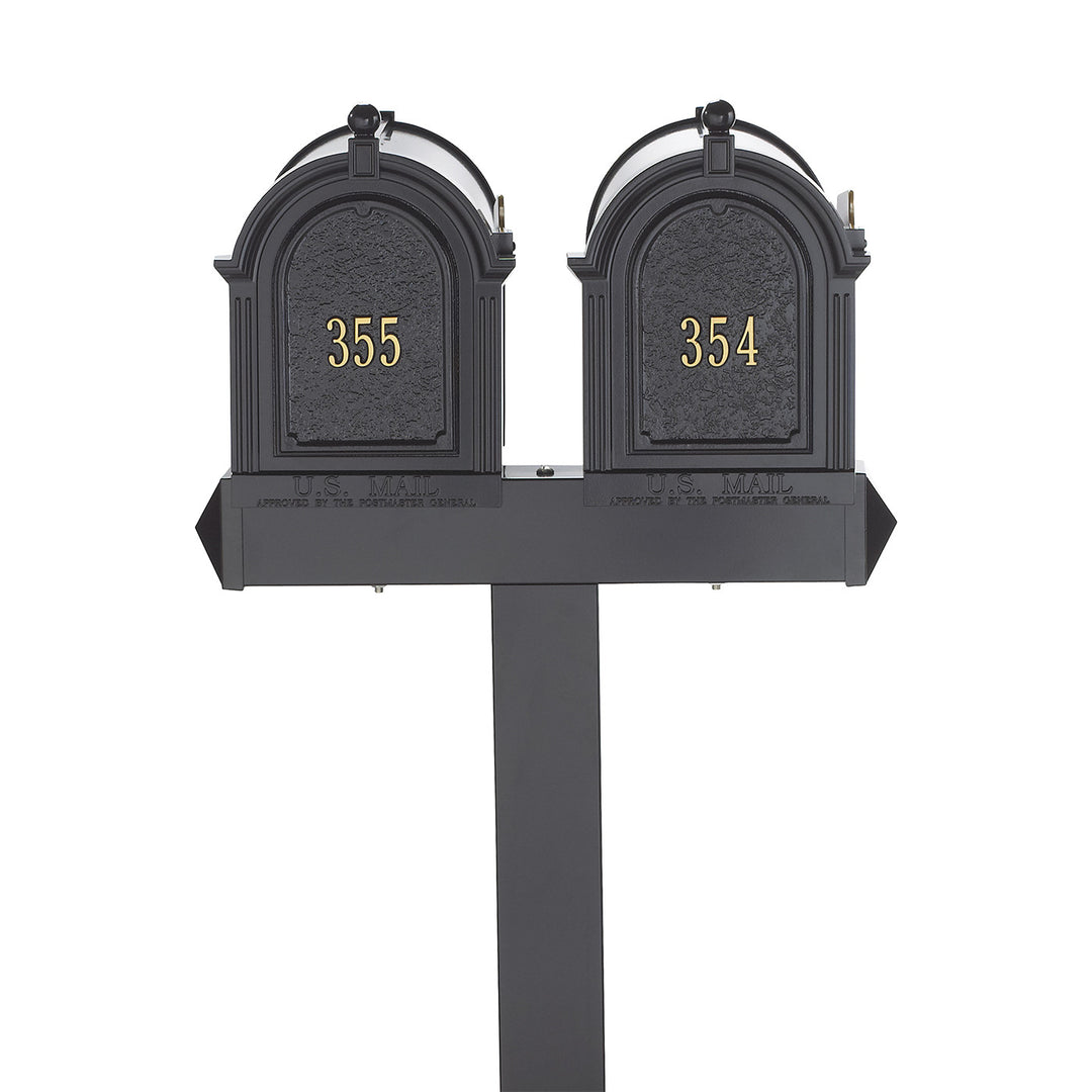 Whitehall Products Multi Mailbox Dual Capitol Package Multi 2 Two Family Black Personalized Custom Box Front View