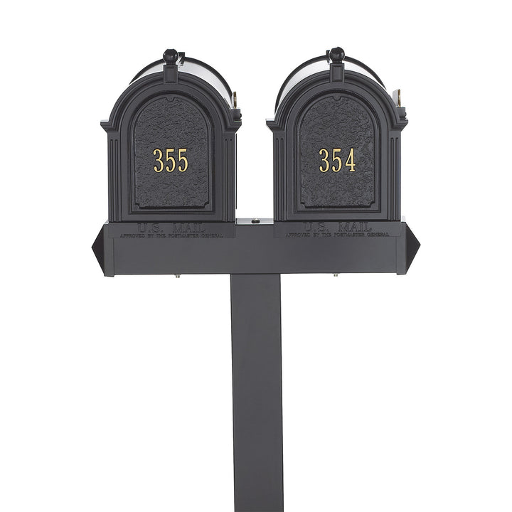 Whitehall Products Multi Mailbox Dual Capitol Package Multi 2 Two Family Black Personalized Custom Box Front View