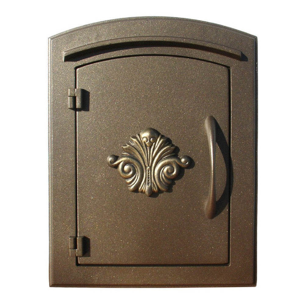 Qualarc Manchester Security Drop Chute Mailbox Decorative Fleur De Lis Door Logo Faceplate