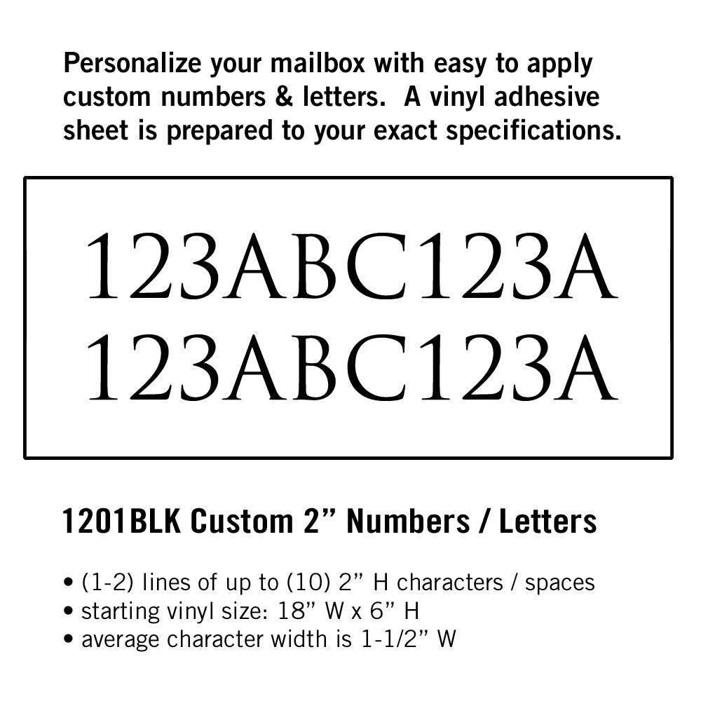 Salisbury Industries 2 Inch Horizontal Vinyl Custom Numbers / Letters