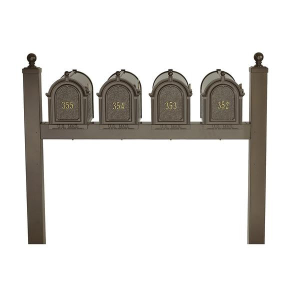 Whitehall Products Personalized Multi Mailbox Quad Package with Posts and Custom Address Door Panels