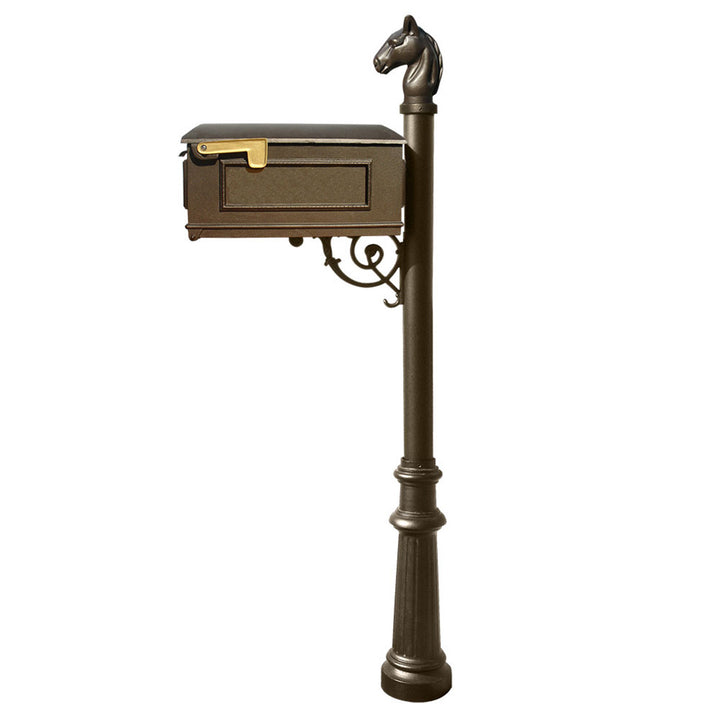 QualArc Lewiston Equine Complete Mailbox with Fluted Base and Horsehead